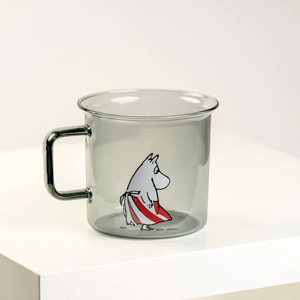 Glasbecher Muminmama Grau